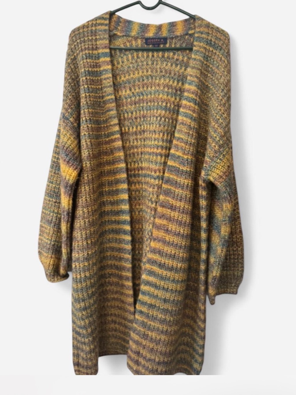 Joseph Long Open-Front Cardigan in Mustard Multi-Stripe